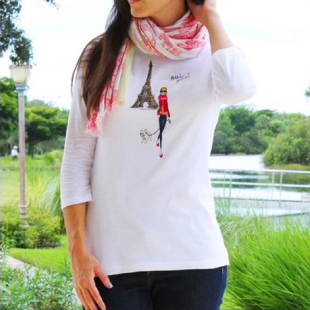 Loft Oui Oui! Eiffel Tower Bulldog Long Sleeve Tee